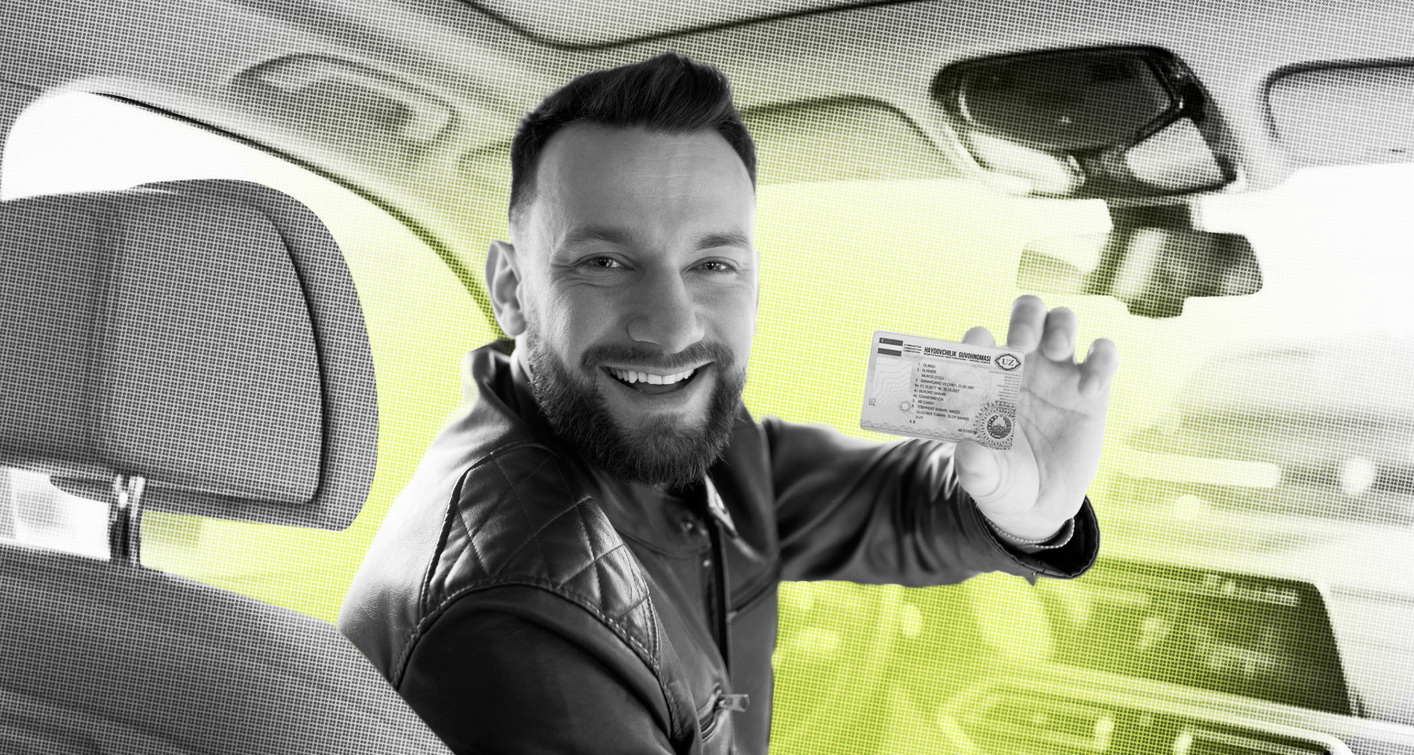 водитель с водительским удостоверением за рулем