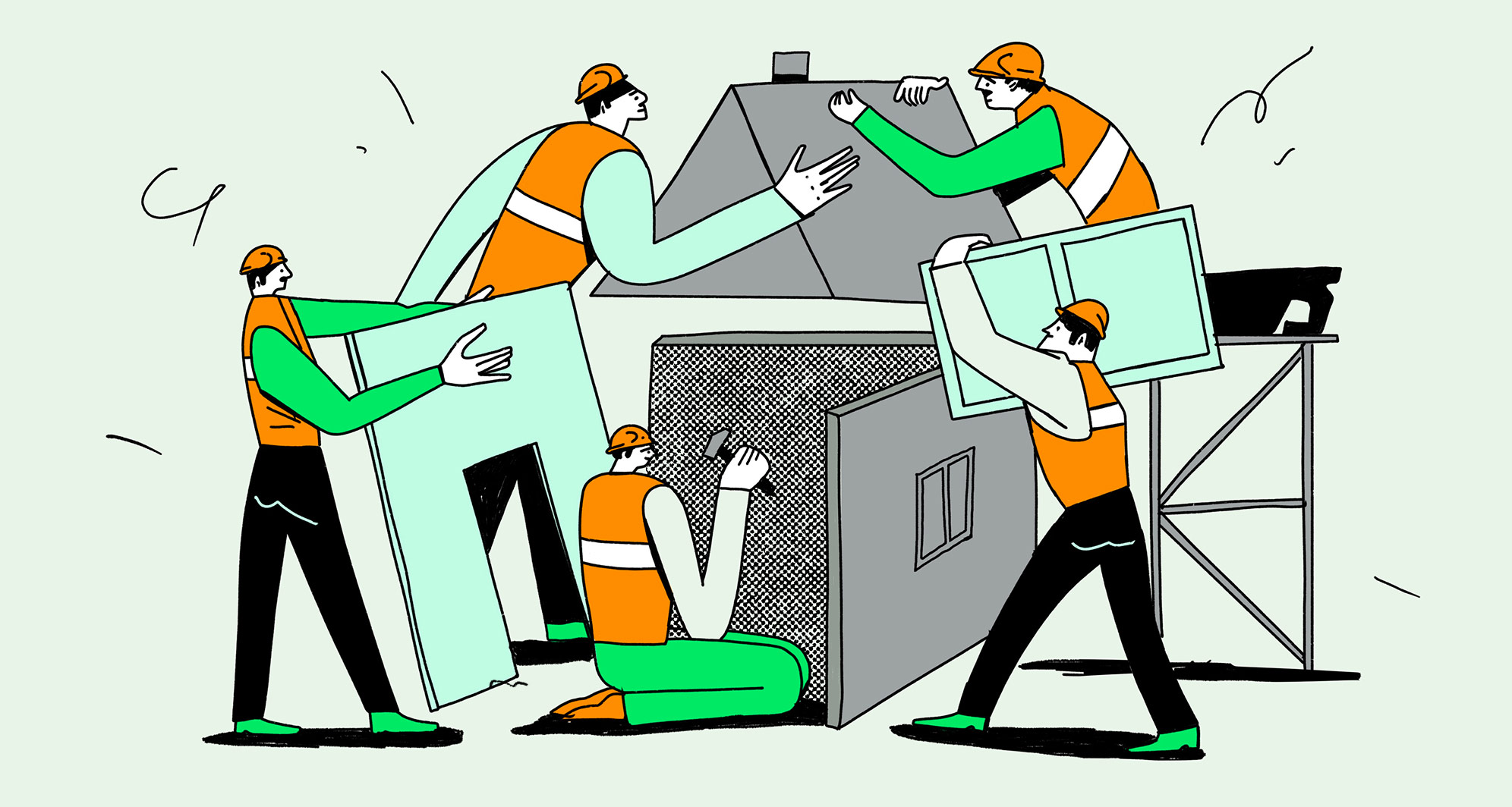 Трудовые мигранты из Узбекистана, работающие на стройке